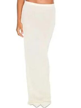 SKIMS Sheer Cashmere Maxi Skirt Egret Women X-Small NEW